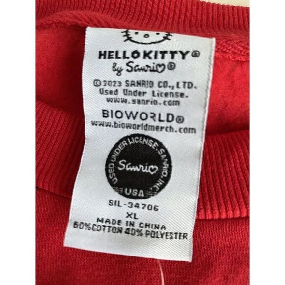 Hello Kitty All Over Red Crewneck Sweatshirt Women’s Sz XL NEW No Tags Bioworld - Picture 4 of 9